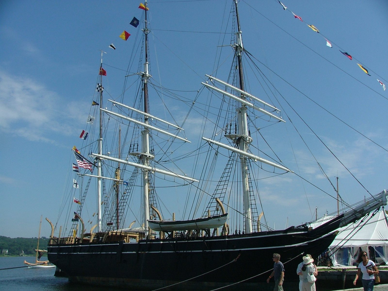 The Charles W. Morgan tall ship docked at Mystic Seaport in Mystic, Connecticut